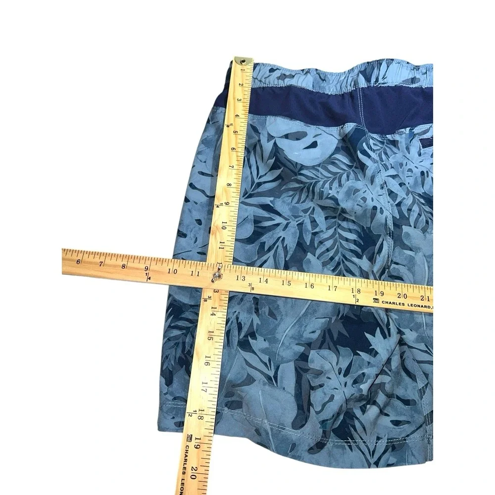 Speedo Swim Trunks Blue Floral Print Sz‎ Medium Drawstring Waist Pockets Lined